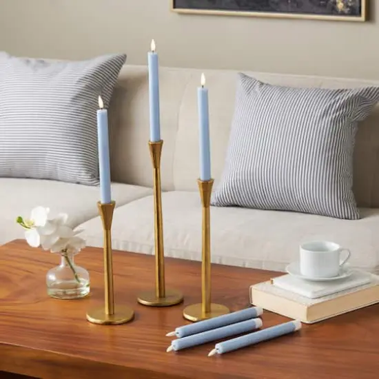 10" Flameless Wax Candles with Remote Control, 6ct. Light Blue {10}