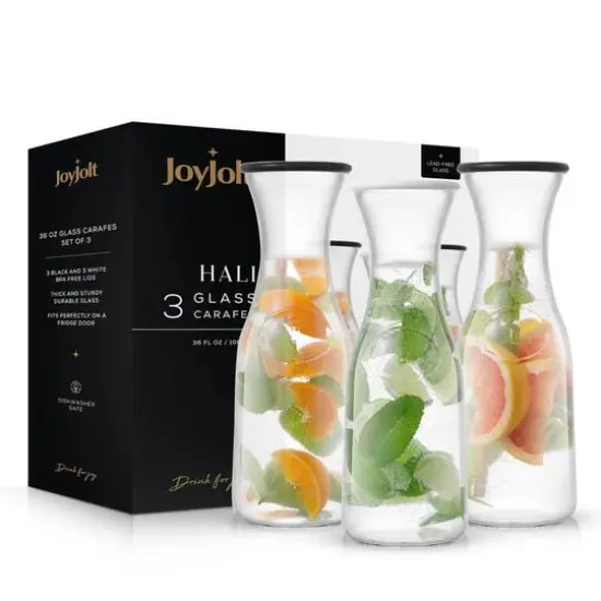 JoyJolt&reg; 35oz. Hali Glass Carafe Bottle Pitchers Set {7}