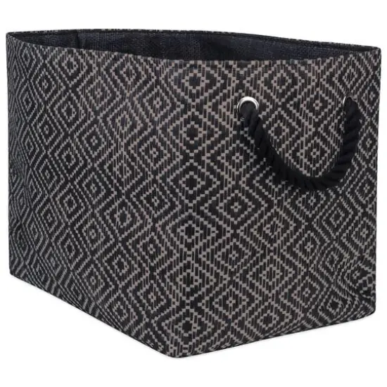 DII&reg; Large Rectangle Diamond Basketweave Paper Bin Stone/Black {1}