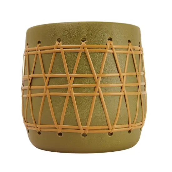 Hello Honey&reg; 10.5" Green Stoneware Planter with Woven Design {6}