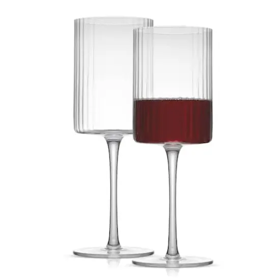 JoyJolt® 17.5oz. Elle Fluted Cylinder Red Wine Glasses, 2ct. {1}