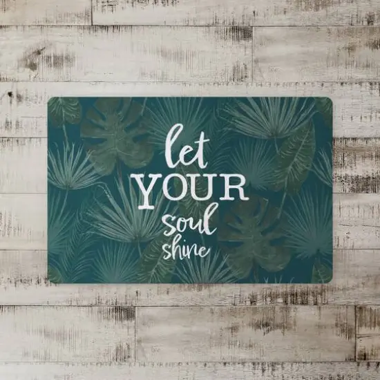 Let Your Soul Shine Topical Palm Floor Mat Blue {3}