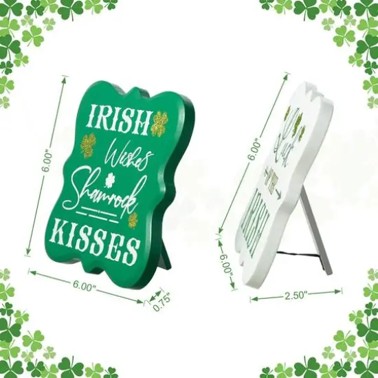 Glitzhome&reg; St. Patrick's Wooden Table D&eacute;cor Set {9}