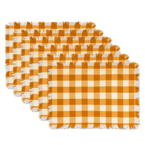 DII&reg; Pumpkin Spice Heavyweight Check Fringed Placemat Set {1}