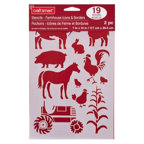 Farmhouse Icon & Border Plastic Stencils, 7" x 10" by Craft Smart&reg; {3}