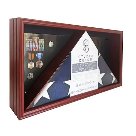 13" x 26.5" Mahogany Flag & Memorabilia Display Case by Studio D&eacute;cor&reg; {3}