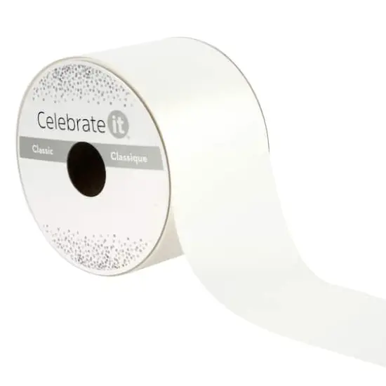 2.5" x 50yd. Satin Floral Ribbon by Celebrate It&reg; White {1}