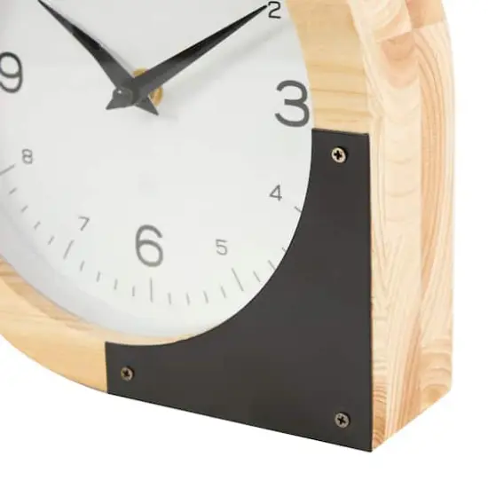 8" Light Brown Wood Round Abstract Clock {5}