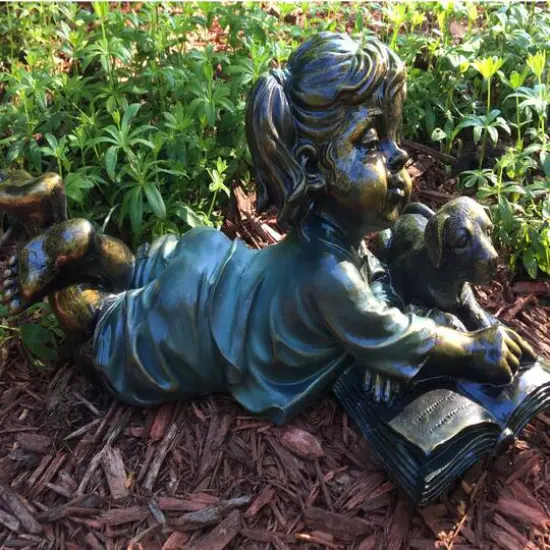 Santa's Workshop 15" Girl & Pup Reading Statue {3}