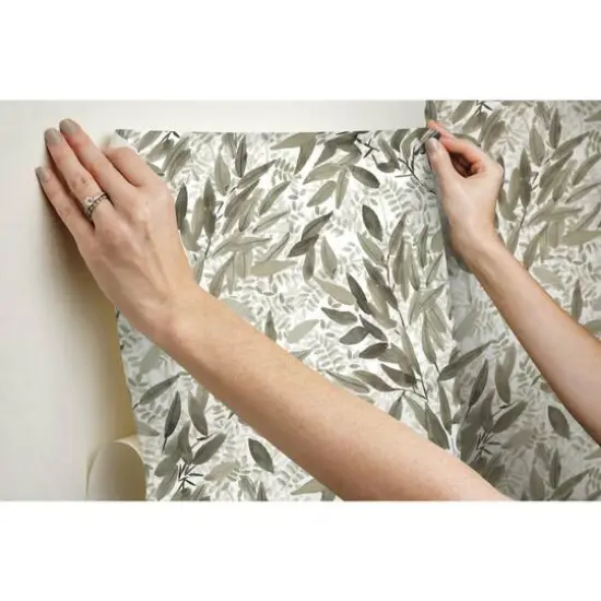 RoomMates Watercolor Leaves Peel & Stick Wallpaper Taupe/White {10}