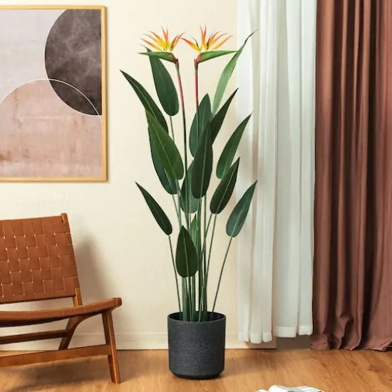 Glitzhome&reg; 5.25ft. Faux Bird of Paradise Plant in Pot {6}