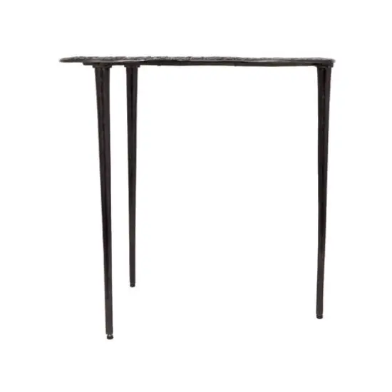 Black Aluminum Abstract Oval Shaped Accent Table with Shaded Glass Top {7}
