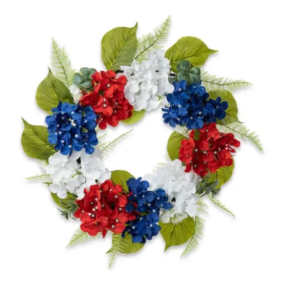 Glitzhome&reg; 22" Red, White & Blue Hydrangea Wreath {1}