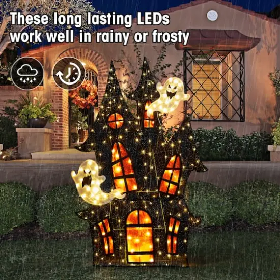 Glitzhome&reg; 61.75"H Lighted Halloween 2D Haunted House Outdoor Decor {6}