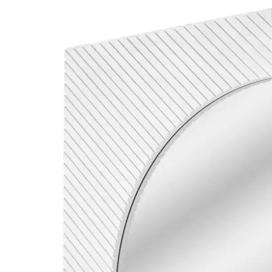 American Art Decor Carved Recollections Box Top Carved Mirror in Distressed White - 24" x 24" {5}