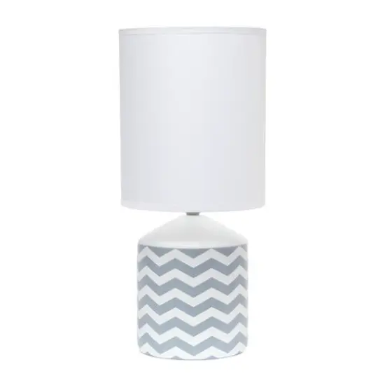 Simple Designs 18.5" Fresh Prints Table Lamp Gray Waves {1}