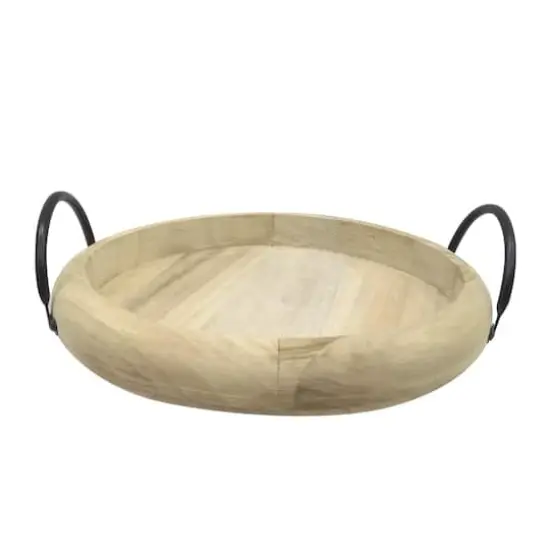 14" Round LED Flameless Candle Wood Tray by Ashland&reg; {1}