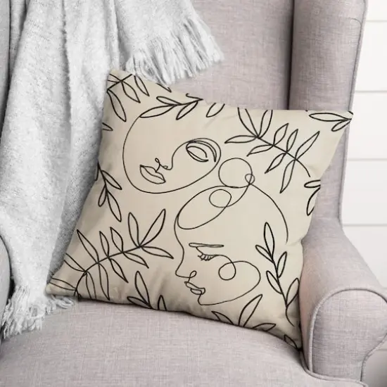 Botanical Faces 18" x 18" Throw Pillow {3}
