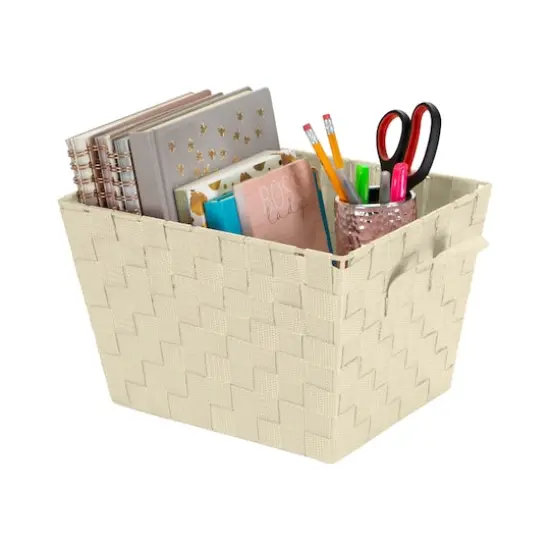 Simplify Small Woven Storage Bin White {4}