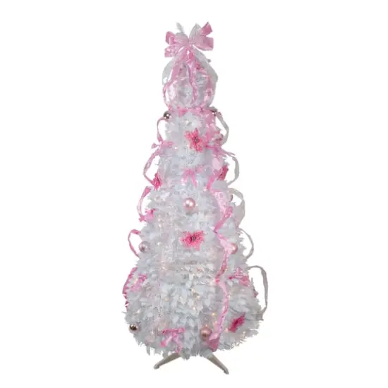 6ft. Pre-Lit Pink & White Pre-Decorated Pop-Up Artificial Christmas Tree {1}