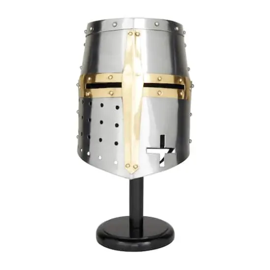 Silver Iron Vintage Helmet, 17" x 10" x 10" {1}