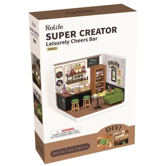 Rolife&reg; Super Creator Leisurely Cheers Bar DIY Miniature Kit {7}