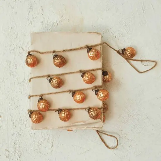 Hello Honey&reg; 6ft. Apricot Embossed Mercury Glass Ball Ornament Garland on Jute String {3}