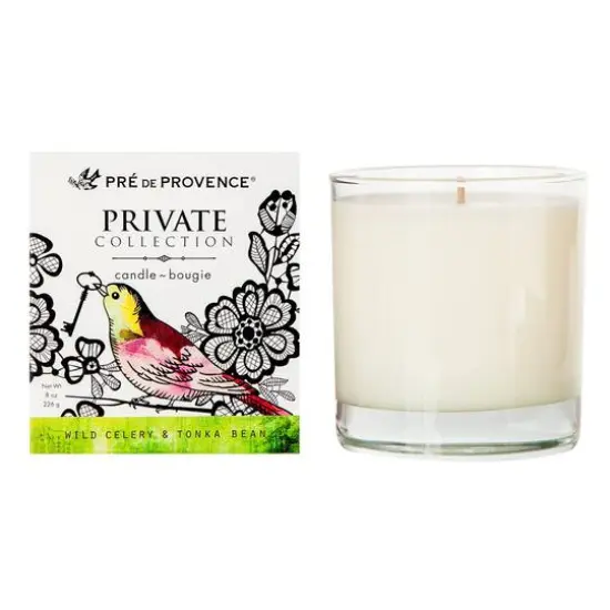 European Soaps Private Collection Jar Candle Wild Celery and Tonka Bean {1}