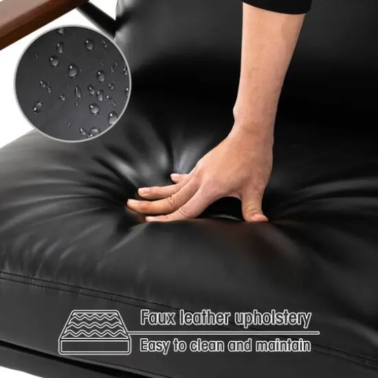 Glitzhome&reg; 28" Modern Black Faux Leather Accent Armchair {6}