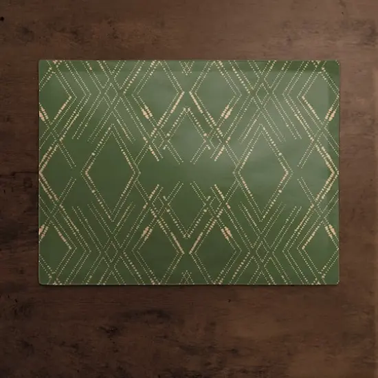 Diamond Cotton Twill Placemat Green/Gold {3}