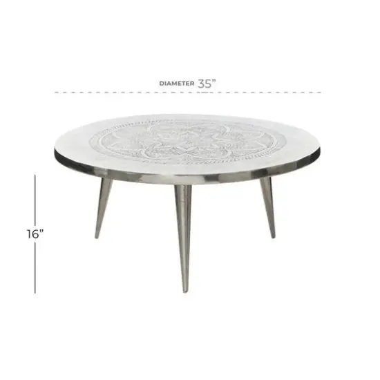 Silver Aluminum Traditional Coffee Table {6}