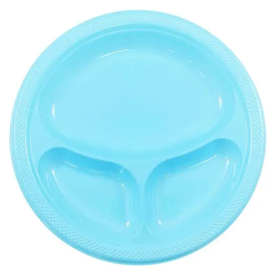 JAM Paper 10.25" Divided Plastic Party Plates, 20ct. Aqua Blue {1}