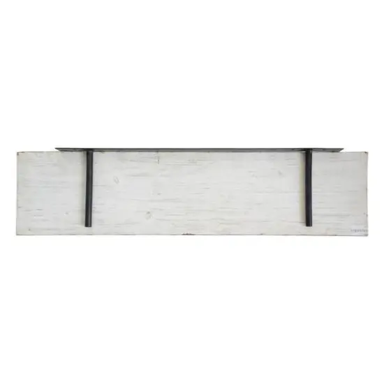 Large Whitewashed Wood Floating Wall Shelf {7}