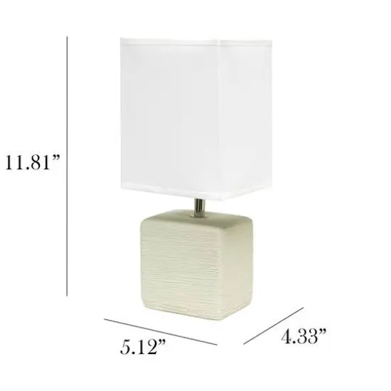 Simple Designs Stone Table Lamp with White Shade Off White {6}