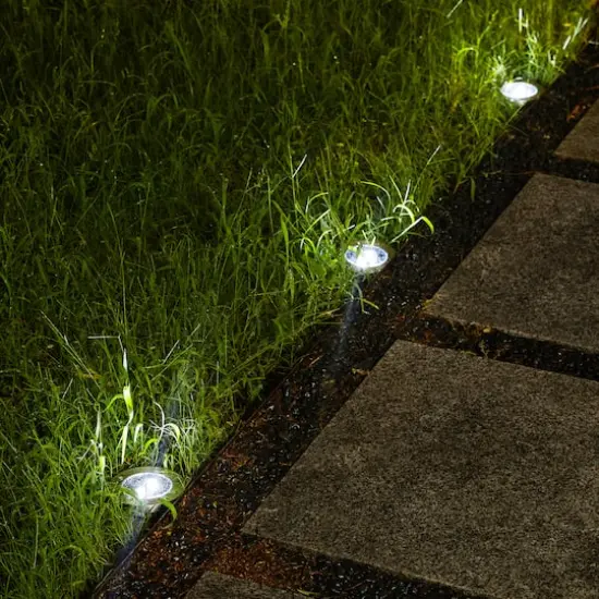 Glitzhome&reg; 5.25" Solar Powered LED Pathway Ground Lights Set {4}