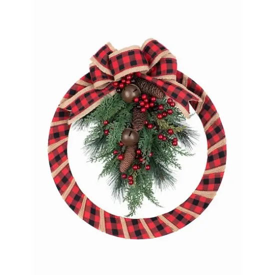 Haute Decor 18" Buffalo Check Homespun Christmas Wreath {1}
