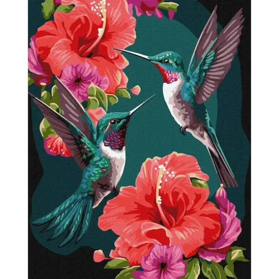 Ideyka Emerald Hummingbirds Painting by Numbers Kit {3}