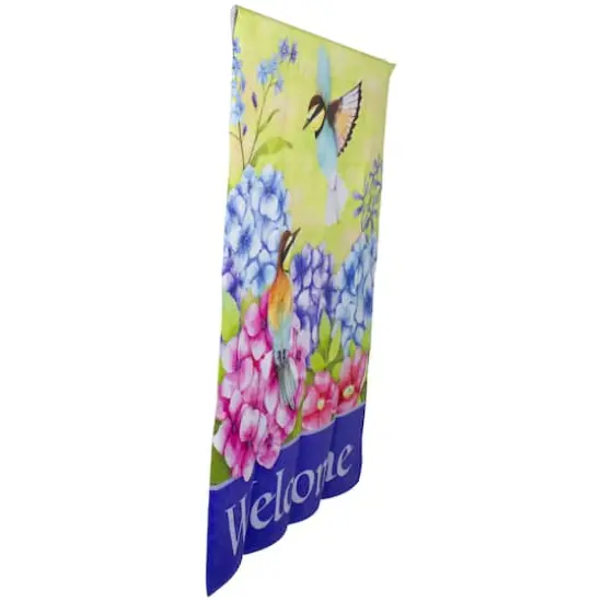 40" Welcome Floral Hummingbird Outdoor House Flag {4}