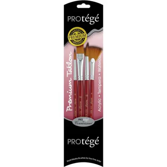 Prot&eacute;g&eacute; Premium Taklon Short Handle 4 Piece Brush Set {1}