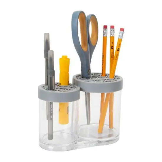 Simplify Gray 2 Compartment Cosmetic Brush Holder {6}