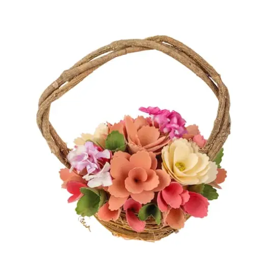 10" Pink Spring Floral Basket {5}