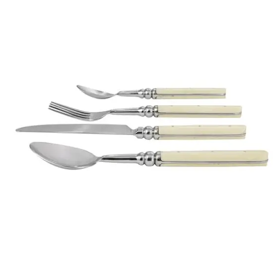 Hello Honey&reg; Cream Farmhouse Stainless Steel Cutlery Set in Drawstring Bag {8}