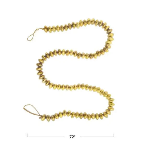 Hello Honey&reg; 6ft. Brass Finished Hammered Metal Bead Garland {5}