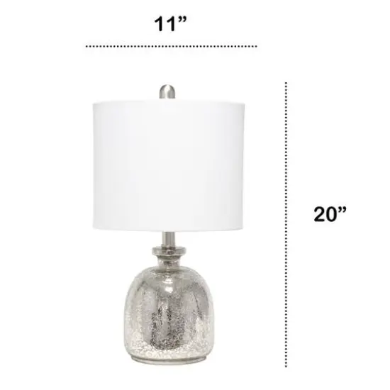 Lalia Home 20" Mercury Hammered Glass Jar Table Lamp with White Shade {4}