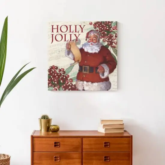 Holly Jolly Santa 20x20 Canvas Wall Art {6}