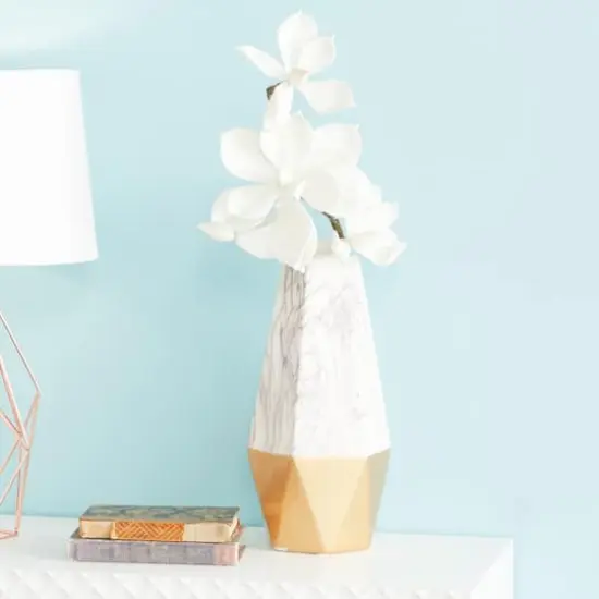 CosmoLiving by Cosmopolitan 14" Gold & Marble Stoneware Vase {6}