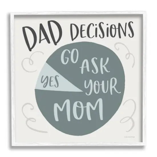 Stupell Industries Humorous Dad Decisions Pie Chart Phrase Framed Giclee Art White {1}