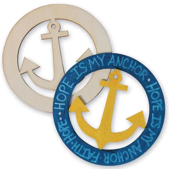 S&S Worldwide&reg; 7" Unfinished Anchor Wood Plaque, 24ct. {3}