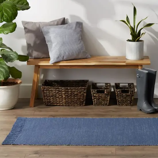 DII&reg; 2-Tone Ribbed Rug, 2.5ft. x 6ft. French Blue/Off White {6}