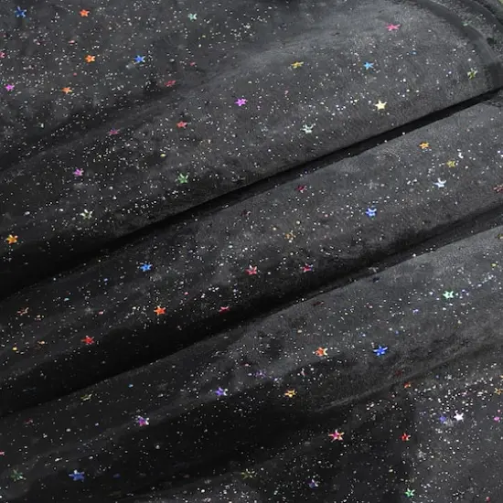 Feldman Black Hologram Star Polyester Fabric {1}